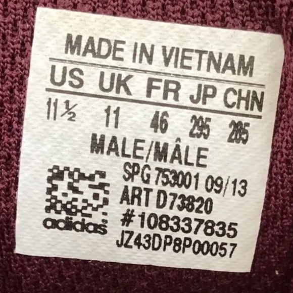 Adidas Men's Burgundy Low Top Lace Up Athletic Shoes - Size 11.5 - Picture 9 of 9